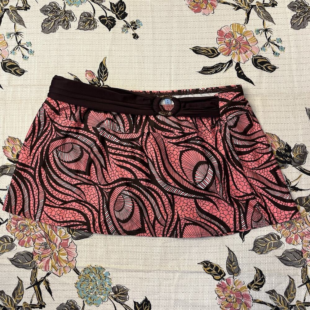 NWT Antonio Melani Medium Tropical Floral Skirted Bikini Bottom Waistband Women